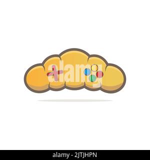 Logo Für „Gaming Bakery“. Dieses Logo kombiniert Joystick und Bäckerei einzigartig und einfach. Geeignet für Marken und Unternehmen von Bäckereien, Cafés, Bars Stock Vektor