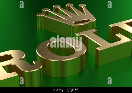 Gold Rolex Logo - 3D Illustration Nahaufnahme Stockfoto