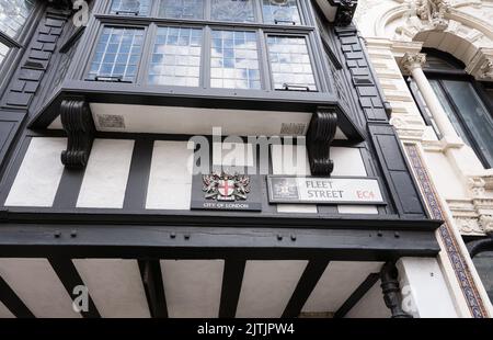 Der Eingang zum Inneren Tempel, Temple Gate, Prince Henry's Room, Fleet Street, London, EC4, England, Großbritannien Stockfoto