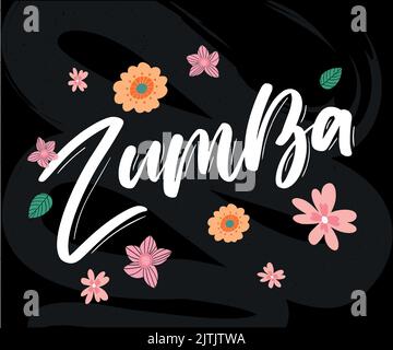 Zumba Dance Studio Text. Kalligraphie Wort Banner Design. Aerobe Fitness. Vektor-Handschriftendarstellung Stock Vektor