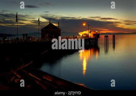 Sidney, British Columbia, Kanada – 29. August 2022. Sidney by the Sea Morning. Sonnenaufgang am Morgen in Sidney, Vancouver Island, in der Nähe von Victoria. Britischer Col Stockfoto