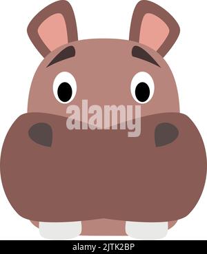 Hippo Gesicht im Cartoon-Stil für Kinder. Tiergesichter Vektorgrafik Serie Stock Vektor