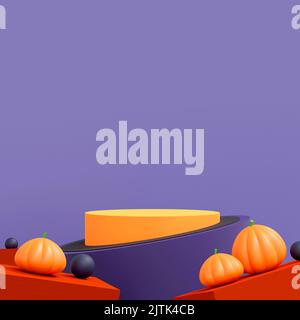 halloween Hintergrund mit Podium für Produktanzeige. Geometrisches Podium für Produktanzeige. 3D Abbildung Stockfoto