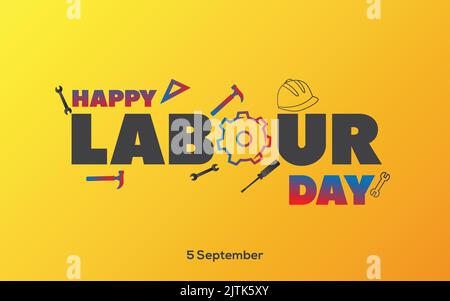 Labor Day - 05. September - Internationaler Tag der Arbeit - United States Labor Day - Labor Day Hintergrund und Illustration Stock Vektor