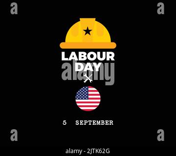 Tag der Arbeit - 05. September - Internationaler Tag der Arbeit - der Tag der Arbeit der Vereinigten Staaten - Hintergrund des Tages der Arbeit und Illustration - flagge der vereinigten Staaten Stock Vektor