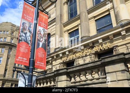 Die großartige St. George's Hall, erbaut 1851-53, das 1. große öffentliche Gebäude von Lockwood & Mawson. Ein Konzert- und Konferenzsaal in der Stadt Bradford. Stockfoto