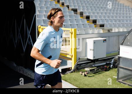 Brügge, Belgien, 31. August 2022. Casper Nielsen im Club, aufgenommen am Familientag des belgischen Fußballteams Club Brugge KV, im Jan Breydel Stadion, in Brügge, Mittwoch, 31. August 2022. BELGA FOTO KURT DESPLENTER Stockfoto