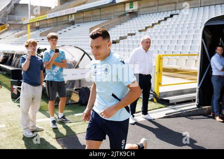 Brügge, Belgien, 31. August 2022. Ferran Jutgla im Club, aufgenommen am Familientag des belgischen Fußballteams Club Brugge KV, am Mittwoch, den 31. August 2022 im Jan Breydel Stadion in Brügge. BELGA FOTO KURT DESPLENTER Stockfoto