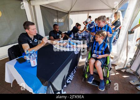 Brügge, Belgien, 31. August 2022. Hans Vanaken des Clubs, aufgenommen am Familientag des belgischen Fußballteams Club Brugge KV, im Jan Breydel Stadion, in Brügge, Mittwoch, 31. August 2022. BELGA FOTO KURT DESPLENTER Stockfoto