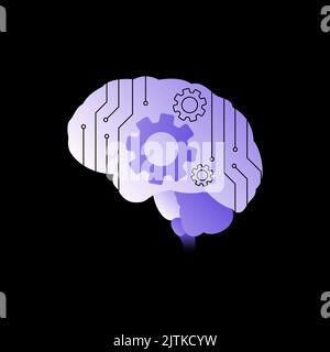 Grafisches Menschliches Gehirn. Element Der Künstlichen Intelligenz. Vektorgrafik Stock Vektor