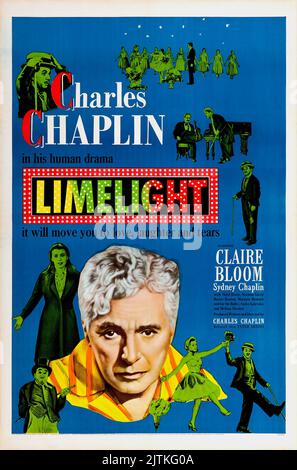 Vintage-Filmplakat für die limitierte amerikanische Theaterveröffentlichung von Charlie Chaplins Film Limelight aus dem Jahr 1952 Stockfoto