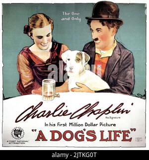 kinopoisk.ru Charlie Chaplin, Vintage Filmposter - A Dog's Life 1918 Poster Stockfoto