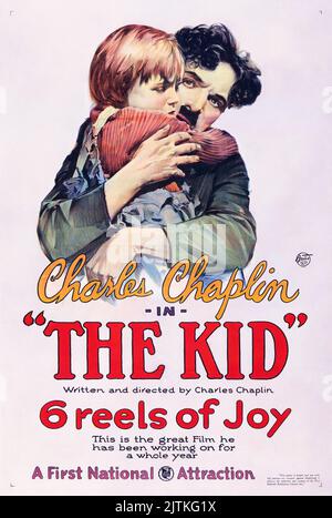 Charlie Chaplin, Vintage Filmplakat - The Kid (First National, 1921) - Stummfilm Stockfoto