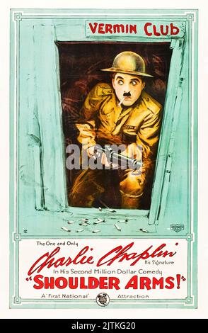 Charlie Chaplin in Shoulder Arms (First National, 1918) - Stummfilm Stockfoto