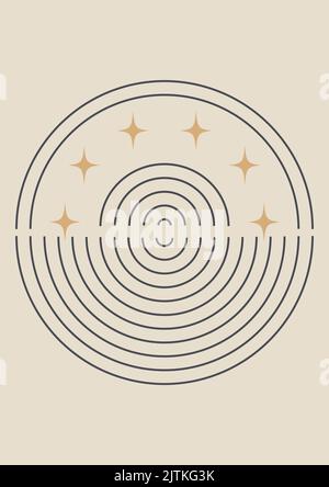 Abstraktes zeitgenössisches Poster mit geometrischen Formen und Sternen Stock Vektor