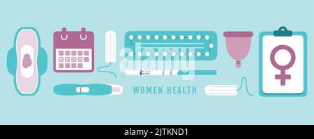 Frauen Gesundheit Empfängnisverhütung und Hygiene Infografik Stock Vektor