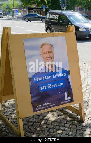 Malmö, Schweden. 31. August 2022. Wahlplakate, die der Öffentlichkeit in Malmö, Schweden, vor dem Wahlsonntag, dem 11. September, präsentiert wurden. Tommy Lindholm Stockfoto