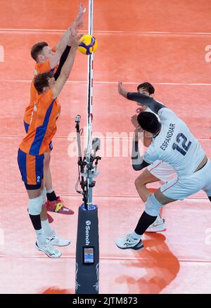 LJUBLJANA, SLOWENIEN - 31. AUGUST: P Niederlande während der Volleyball-Weltmeisterschaft der Männer - Pool F - Vorbereitungsphase-Spiel zwischen den Niederlanden und dem Iran in der Arena Stozice am 31. August 2022 in Ljubljana, Slowenien (Foto: Borut Zivulovic/BSR Agency) Stockfoto