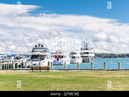 Greenport Waterfront Docks Stockfoto