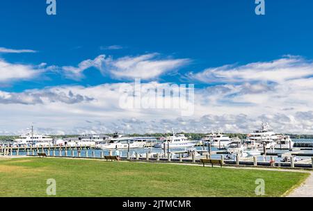 Greenport Waterfront Docks Stockfoto