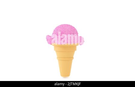 3D Rendern. Eiscreme auf weißem Hintergrund isoliert. 3D Abbildung Stockfoto