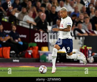 London, Großbritannien. 31. August 2022. London UK 31.. August 2022Richarlison (Spurs) während des Spiels der West Ham gegen Tottenham Hotspur Premier League im London Stadium Stratford. Quelle: MARTIN DALTON/Alamy Live News Stockfoto