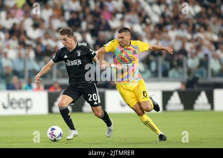 Allianz Stadium, Turin, Italien, 31. August 2022, Fabio Miretti (FC Juventus) im Einsatz während des Spiels Juventus FC gegen Spezia Calcio - italienische Fußballserie A Stockfoto