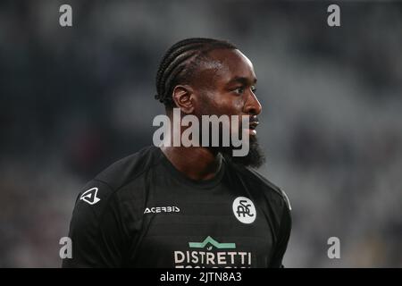 Turin, Italien. 31. August 2022. Mbala Nzola von Spezia Calcio während der italienischen Serie A, Fußballspiel zwischen Juventus FC und Spezia Calcio am 31. August 2022 im Allianz Stadium, Turin, Italien. Foto Nderim Kaceli Kredit: Unabhängige Fotoagentur/Alamy Live Nachrichten Stockfoto