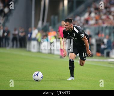 Turin, Italien. 31. August 2022. Filip Kostic von Juventus FC während der italienischen Serie A, Fußballspiel zwischen Juventus FC und Spezia Calcio am 31. August 2022 im Allianz Stadium, Turin, Italien. Foto Nderim Kaceli Kredit: Unabhängige Fotoagentur/Alamy Live Nachrichten Stockfoto