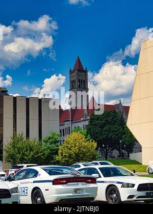 Rückansicht des Wood County Courthouse in Parkersburg WV USA Stockfoto