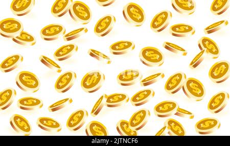 Goldene Münzen Glück, Cash Finance, Geld Gewinner. Vektorgrafik Stock Vektor