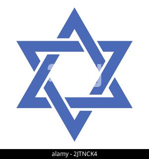 Der Davidstern ist ein altes jüdisches Symbol in Form eines Hexagramms. Siegel des Königs Salomo. Staatssymbol von Israel. Stock Vektor