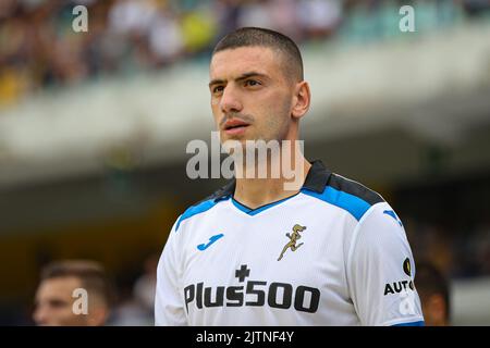 Foto StefanoNicoli/LaPresse 28 Agosto 2022 - Verona, Italia - Sport, calcio - Hellas Verona vs Atalanta - Campionato italiano di calcio Serie A Tim 2022/2023 - Stadio Marcantonio Bentegodi. Nella foto: Merih Demiral 28. August 2022 Verona, Italien - Sport, calcio - Hellas Verona vs Atalanta - Italienische Serie A Fußballmeisterschaft 2022/2023 - Marcantonio Bentegodi Stadion. Im Bild: Merih Demiral Stockfoto