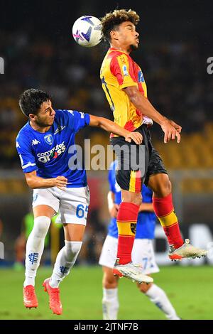 Foto Giovanni Evangelista/LaPresse 28 Agosto 2022 Lecce, Italia - Sport, calcio - U.S. Lecce vs Empoli F.C. - CampionatoSerie A Tim 2022/23 - Stadio E. Giardiniero - Via del Mare. Nella foto: August 28, 2022 Lecce, Italien - Sport, Fußball - U.S Lecce vs Empoli F.C. - Italienische Meisterschaft Serie A Tim 2022/23- E. Giardiniero - Via del Mare Stadium. Im Bild: Stockfoto