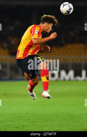 Foto Giovanni Evangelista/LaPresse 28 Agosto 2022 Lecce, Italia - Sport, calcio - U.S. Lecce vs Empoli F.C. - CampionatoSerie A Tim 2022/23 - Stadio E. Giardiniero - Via del Mare. Nella foto: Valentin GendreyAugust 28, 2022 Lecce, Italien - Sport, Fußball - USA Lecce vs Empoli F.C. - Italienische Meisterschaft Serie A Tim 2022/23- E. Giardiniero - Via del Mare Stadium. Im Bild: Valentin Gendrey Stockfoto