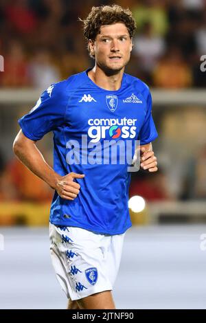 Foto Giovanni Evangelista/LaPresse 28 Agosto 2022 Lecce, Italia - Sport, calcio - U.S. Lecce vs Empoli F.C. - CampionatoSerie A Tim 2022/23 - Stadio E. Giardiniero - Via del Mare. Nella foto: Sam LammersAugust 28, 2022 Lecce, Italien - Sport, Fußball - U.S Lecce vs Empoli F.C. - Italienische Meisterschaft Serie A Tim 2022/23- E. Giardiniero - Via del Mare Stadium. Im Bild: Sam Lammers Stockfoto