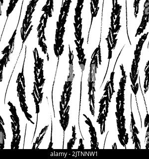 Handgezeichnetes schwarzes nahtloses Lavendel-Blumenmuster Stock Vektor