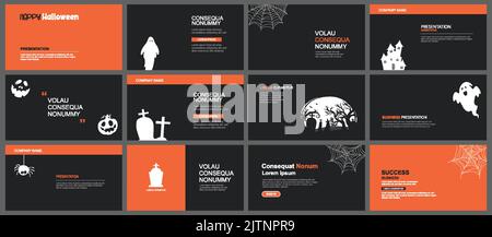 Hintergrund der Präsentation und des Folienlayouts. Entwerfen sie eine halloween-Vorlage. Verwendung für geschäftliche Keynote, Präsentation, Folie, Marketing, Broschüre, Werbung, t Stock Vektor