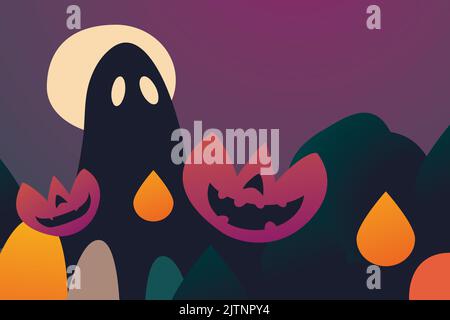 Halloween Grußkarten Hintergrund. Halloween Illustration Vorlage für Banner, Poster, Flyer, Verkauf und alle Design. Stock Vektor