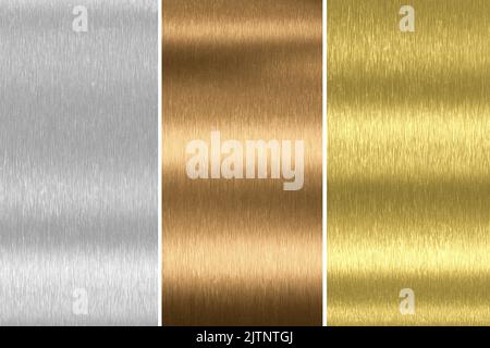 Genähte Strukturen aus Aluminium, Bronze und Messing. 3D Rendern Stockfoto