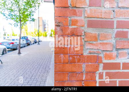 Vintage Backsteinmauer in der Innenstadt - Hintergrundkonzept Stockfoto