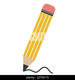Einfache Schule Bleistift zeichnet eine Linie, Farbvektor isoliert Illustration. Stock Vektor