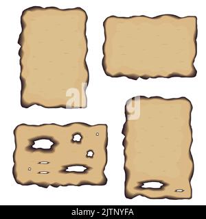Verbrannte Kanten von Papyrus, Pergament, Farbvektor isolierte Illustration Stock Vektor