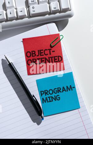 Handschrift Text objektorientierte Programmierung, Geschäftsidee Sprache Modell Objekte anstatt Aktionen Blanker Rahmen mit Abstrakt modernisiert dekoriert Stockfoto