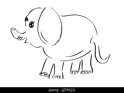 Niedliche lustige Elefant im Cartoon-Stil. Doodle. Vektorgrafik. Stock Vektor