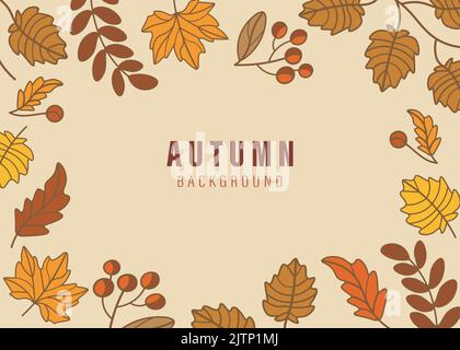 Herbst Vektor Hintergrund mit Blättern in einem Kreis Stock Vektor