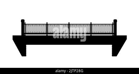 Stein Beton Brücke Silhouette. Straßenbau. Isoliert auf weißem Hintergrund. Vektor. Stock Vektor