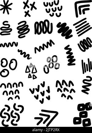 Abstrakte handgezeichnete Form Doodle, Vektor modernes und zeitgenössisches Design Art Element Kollektion für Poster, Wandkunst und Druckkollektionen in einer Glyphe i Stock Vektor