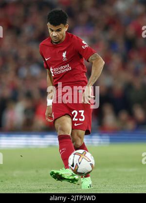 Liverpool, England, 31.. August 2022. Luis Diaz von Liverpool während des Spiels der Premier League in Anfield, Liverpool. Bildnachweis sollte lauten: Darren Staples / Sportimage Stockfoto