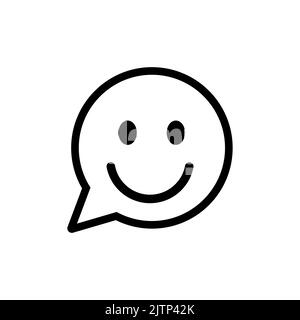 Happy Face Chat Sprechblasensymbol. Symbol „Lächeln“. Web-Symbol mit flachem Lächeln auf weißem Hintergrund. Vektor Stock Vektor